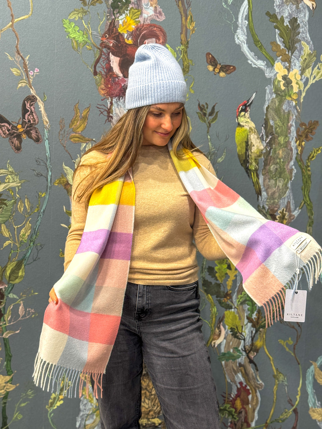 3 Square Cashmere Scarf - Candy