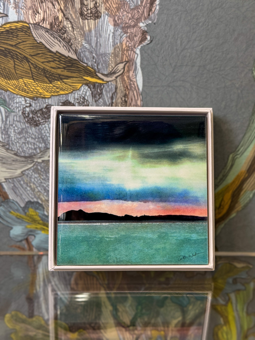 Edinburgh Skyline from East Lothian Gift Boxed 4.25" Ceramic Tile