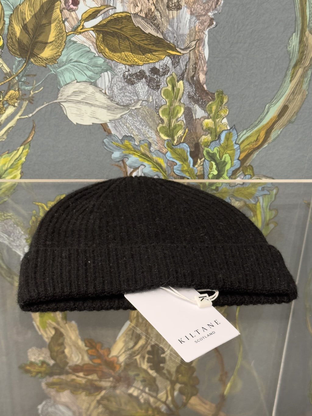 Unisex Cashmere Ribbed Beanie Hat - Black