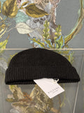 Unisex Cashmere Ribbed Beanie Hat - Black