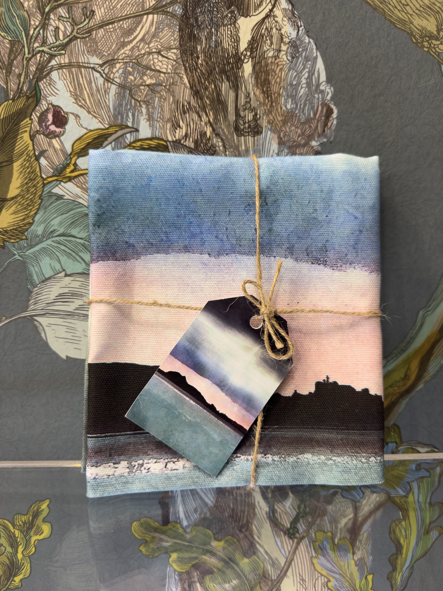 Edinburgh Skyline from East Lothian Cotton Tea Towel