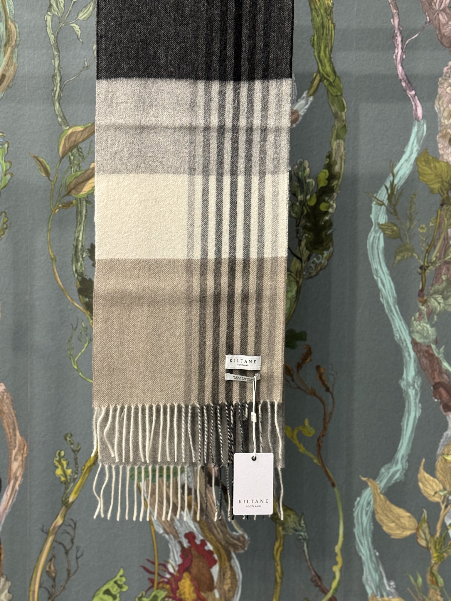 Contemporary Check Cashmere Scarf - Monochrome