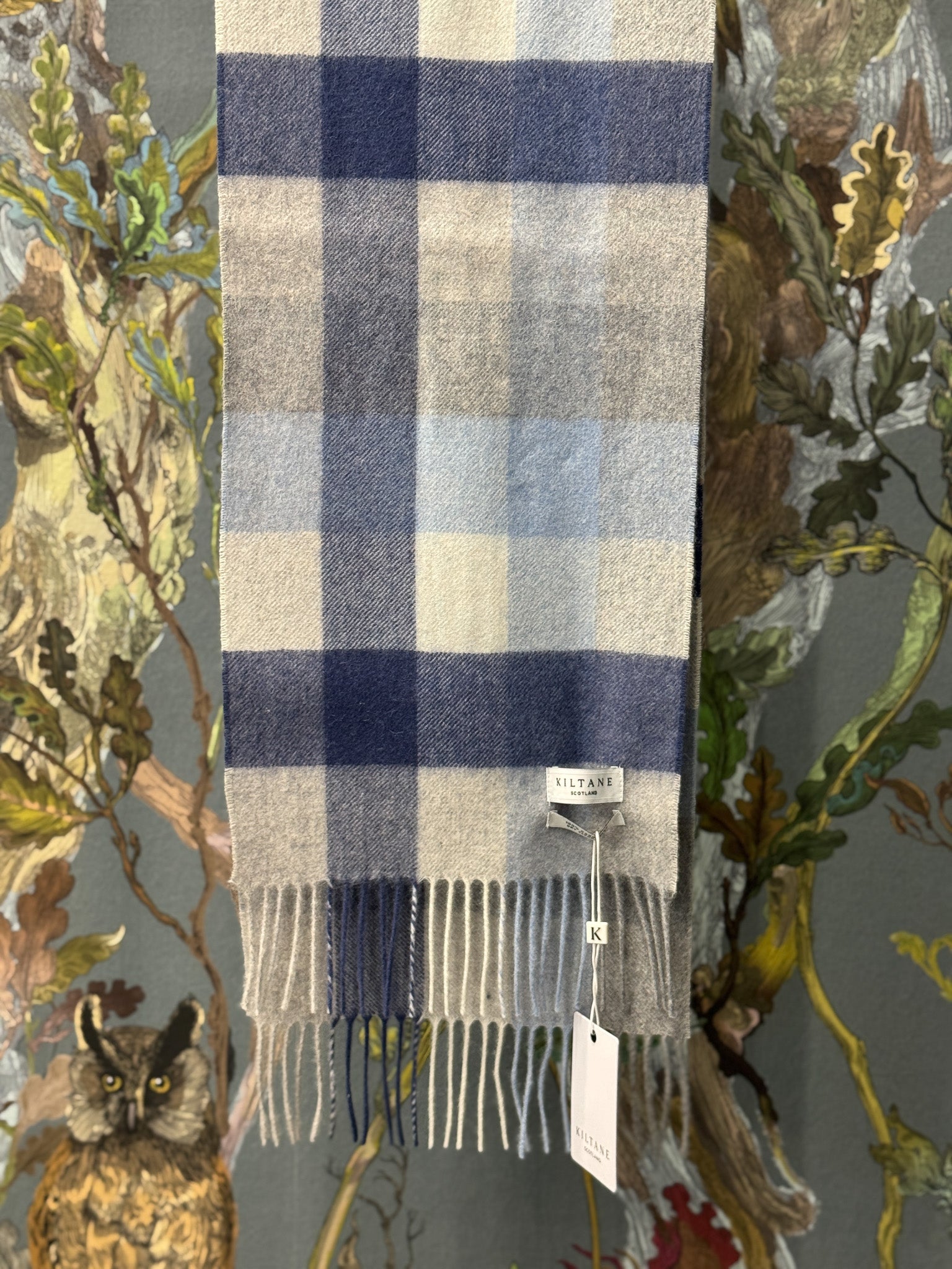 5 Square Check Cashmere Scarf - Glacier – Wild Woven Whisky