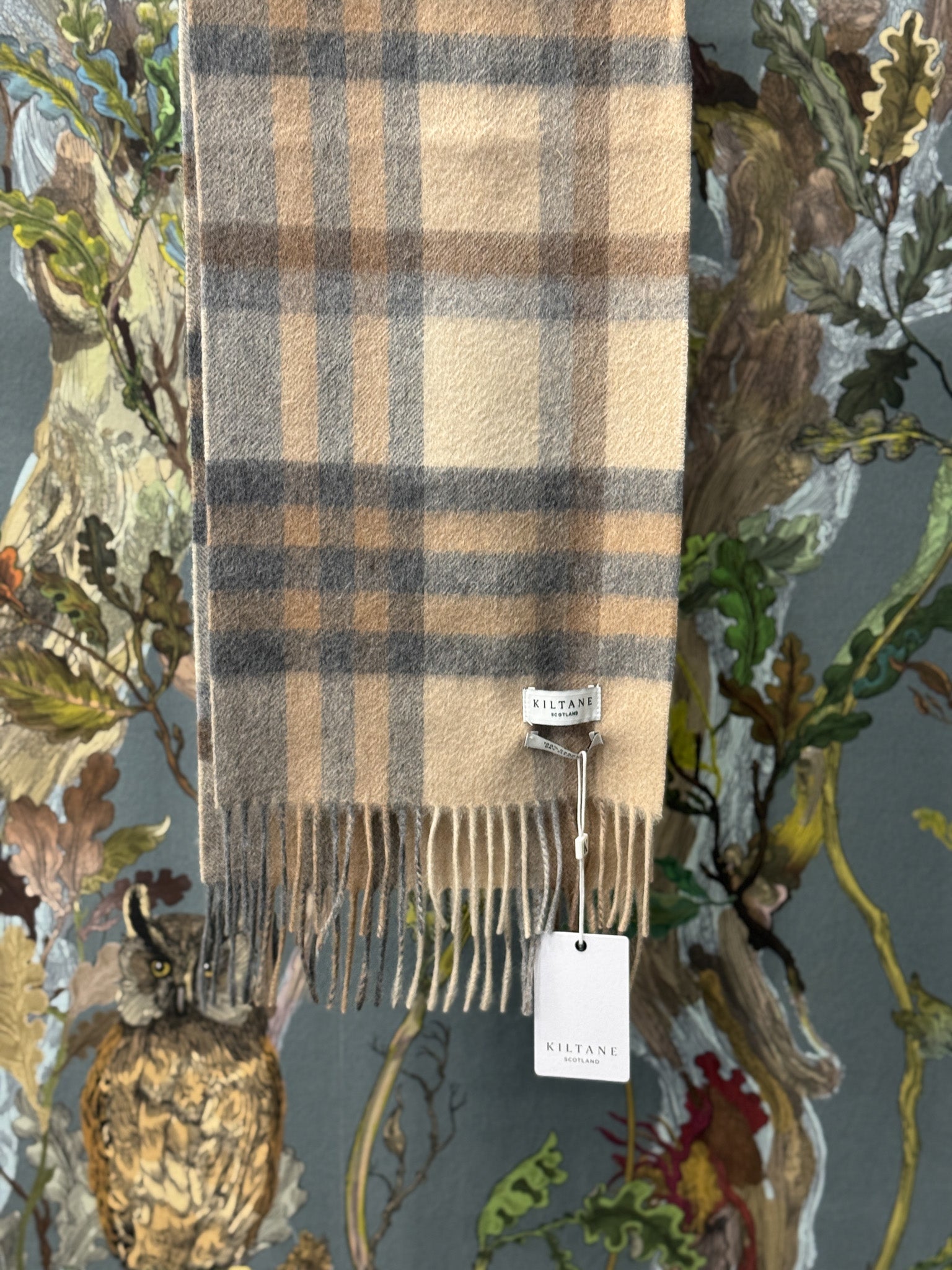 Tartan 2 Cashmere Scarf - Natural