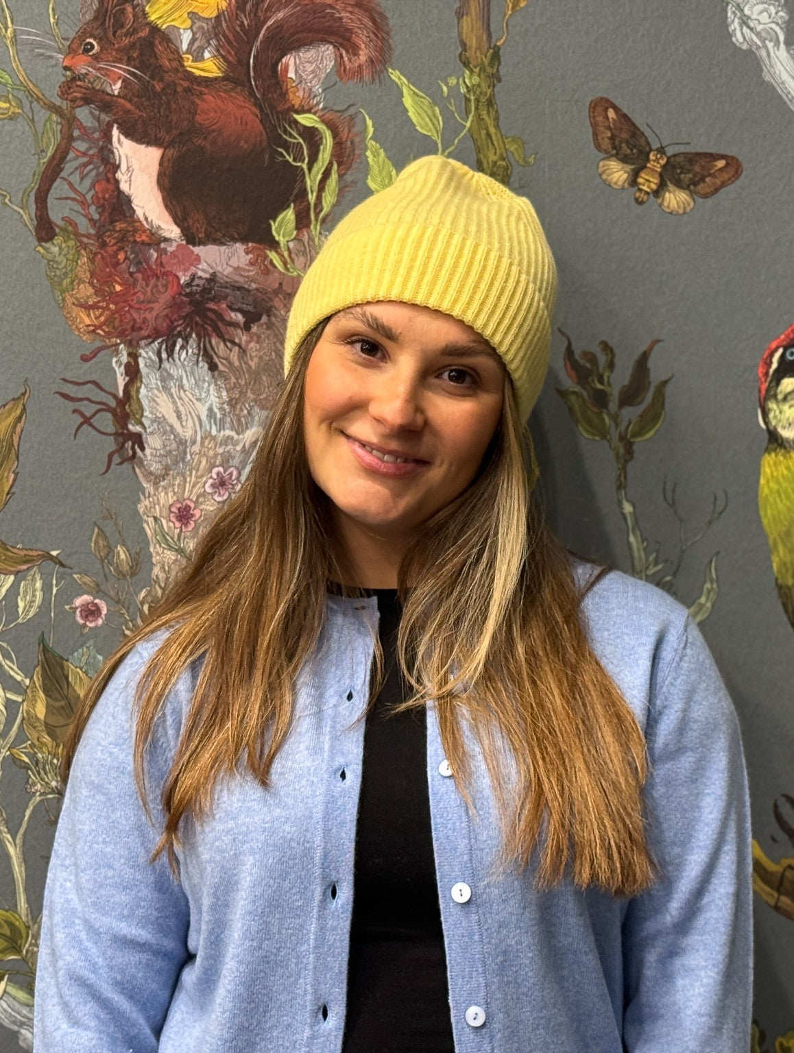 Unisex Cashmere Ribbed Beanie Hat - Lemon Yellow